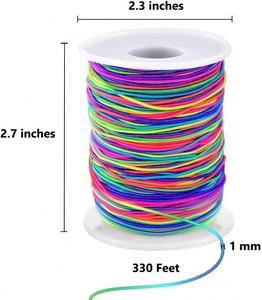 Cordón Elástico de 1 mm, 330 Pies, Cordón de Macramé Resistente y Duradero en Colores Arcoíris para Bolsos y Prendas, Fabricación de Joyas, Abalorios y Manualidades - Product Image 2
