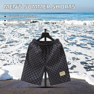 Custom Men's Summer Beach Shorts Breathable <b>Printed</b> Casual Canvas Polyester Drawstring Closure Knitted Weaving Mid Waist Hot - Product Image 2