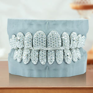 Hip Hop Punk 8 Top 8 925 perak kustom topi Rapper perhiasan Iced Out VVS Moissanite gigi Grillz untuk pria wanita - Product Image 2