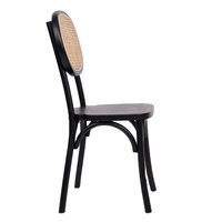 Chaise de salle à manger en bois massif de style rustique moderne pour l'extérieur/l'intérieur, idéale pour les mariages, les banquets, les hôtels, avec dossier en rotin croisé