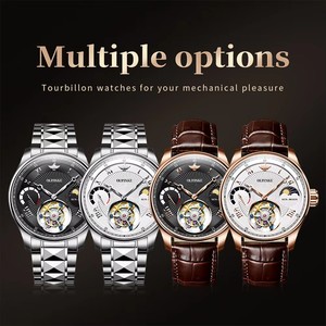Montre homme OUPINKE 8001, montre automatique de luxe pour homme, miroir saphir, squelette, tourbillon, mouvement mécanique - Product Image 6