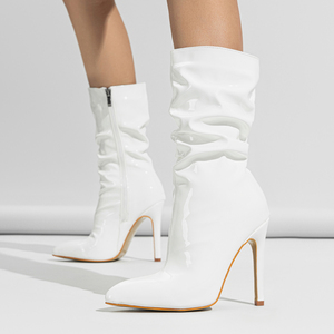 Promotion : Bottes à talon aiguille pointues en cuir verni, style bottines courtes, talon haut, modèle Knight, en stock, taille 42 - Product Image 2