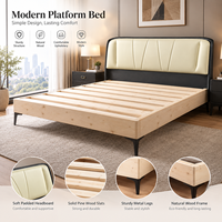 Cadre de lit moderne en bois et cuir au design simple pour chambre à coucher – Cadre de lit de luxe classique