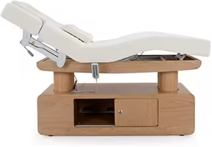 Luxuriöse Elektrische Kosmetikliege mit 4 Motoren, Holzsockel, Heizung, in Pink – Beheizbarer Massagetisch für Spa- und Gesichtsbehandlungen - Product Image 5