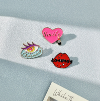 Broches de Esmalte Chapados en Oro con Forma de Labios Rosados y Ojos de Corazón, Creativos, Significativos y Potentes, para Mujeres Valientes, Venta al por Mayor