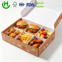 Boîte alimentaire en papier personnalisée avec compartiments séparateurs, design pliable pour avion, résistante à la graisse, emballage à emporter pour la restauration rapide