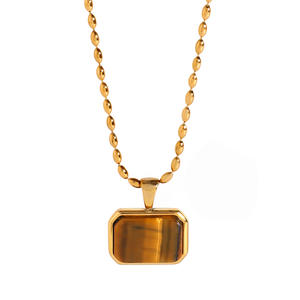 สร้อยคอประดับจี้หัวใจเสือสองชั้นทำจากสเตนเลสชุบทอง18K สไตล์วินเทจสำหรับผู้หญิง - Product Image 1