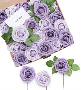Fleurs Artificielles Combo Violeta Púrpura rosas artificiales con tallo DIY Decoración <span class=keywords><strong>de</strong></span> la boda Centros <span class=keywords><strong>de</strong></span> mesa Arreglos Ramos - Product Image 1