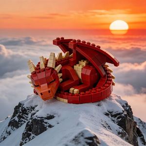 Giocattolo da Costruzione Bestseller Drago Rosso Portafortuna, Compatibile con <span class=keywords><strong>LEGO</strong></span>, Blocchi Educativi in Plastica - Product Image 3