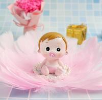 Décoration de gâteau d'anniversaire pour bébé, adorable figurine de poupée, thème de fête prénatale, décoration de gâteau