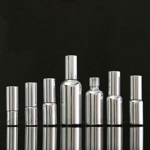 Electroplate Silver Gold 5 10 20 30 50g Empty Cosmetic Cylinder <b>Glass</b> <b>Jars</b> with Plastic Cap Portable High Quality Custom Label - Product Image 1