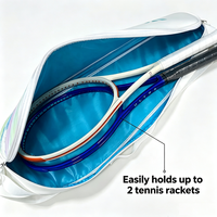 Sac de raquette de tennis à bandoulière en PU imperméable avec logo personnalisé, grande capacité, portable, pour le tennis et le badminton