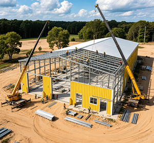 Almacén Prefabricado de Estructura de Acero Moderna, Acero Galvanizado de Alta Resistencia, Ecológico y Fácil de Instalar para Pequeñas y Medianas Empresas - Product Image 1