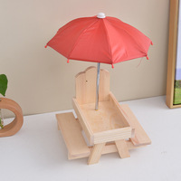 Mangeoire en bois pour écureuils et chipmunks avec support pour épis de maïs, table minimaliste d'extérieur pour oiseaux sauvages et station à noix