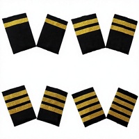 Épaulettes personnalisées en polyester ODM pour uniforme de pilote de ligne, capitaine, chauffeur, avec 1, 2, 3 ou 4 barres dorées pour manteau