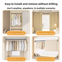 Tringle télescopique sans perçage pour séchage de vêtemtements, tringle à rideaux, support de suspension pour armoire, en acier au carbone, luxe, pour salle de bain et balcon