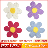 Bas quantité minimale de commande personnalisé broderie tissé étiquette patchs personnalisés fleur à la main Crochet chrysanthème vêtements chapeau coudre sur Patch