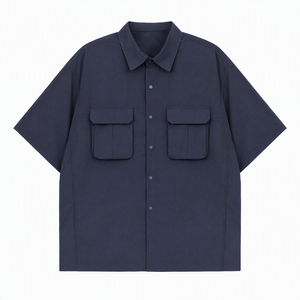 Chemise cargo à manches courtes pour homme 100% nylon, boutons pression, deux poches à rabat sur la poitrine, style décontracté, streetwear, vente en gros OEM ODM - Product Image 4