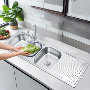 Giá bán buôn bát đôi thép không gỉ Kích thước tùy chỉnh Bồn Rửa Nhà Bếp 85x50 bền bồn rửa bằng thép không gỉ 304 SS Bồn Rửa Nhà Bếp - Product Image 3