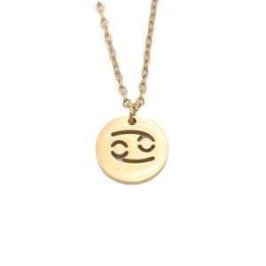 SSeeSY breloques de mode non ternir pendentif rond 18k plaqué or en acier inoxydable 12 <span class=keywords><strong>horoscope</strong></span> zodiaque collier pour femmes bijoux - Product Image 6
