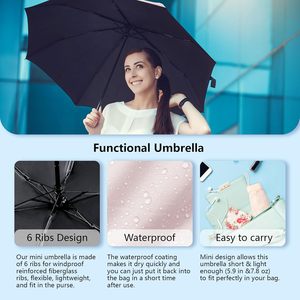 Impression personnalisée Mini <span class=keywords><strong>parapluie</strong></span> pour sac à main de voyage avec étui pour soleil <span class=keywords><strong>et</strong></span> pluie <span class=keywords><strong>Parapluie</strong></span> avec protection UV <span class=keywords><strong>Léger</strong></span> <span class=keywords><strong>et</strong></span> compact - Product Image 3