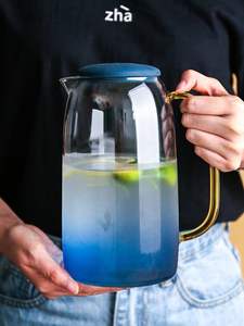 Borosilicato Brocca di Vetro Con Le Tazze Coperchio di Silicone <span class=keywords><strong>Acqua</strong></span> <span class=keywords><strong>Caraffa</strong></span>/Brocca Per <span class=keywords><strong>Acqua</strong></span> E Succo di Bevande - Product Image 4