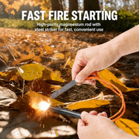Allume-feu portable en ferrocérium pour le camping en plein air, avec poignée en acier inoxydable et cordon, idéal pour la randonnée, le camping et la survie