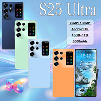 Smartphone S25 Ultra Bingkai Logam Layar LCD 6.9" 120Hz Android 15 16GB 1TB 108MP 8000mAh+ Deca Core MTK Dimensity 5G Dual SIM