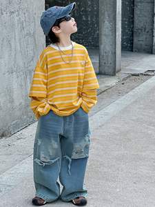 Felpa Sportiva a Maniche Lunghe per Bambini Primavera-Autunno con Motivo a Righe Tie-Dye, Felpa con Cappuccio Trendy <span class=keywords><strong>e</strong></span> Cool Stile Maschile, Felpa Patchwork da Uomo - Product Image 6