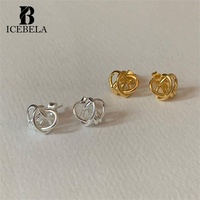Boucles d'oreilles clous ICEBELA en argent sterling 925, design simple et tendance, motif boule torsadée, cercle géométrique enroulé, pour femme