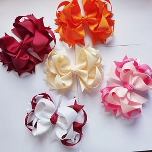 Lazos de cinta de grogrén sólidos de 4.5 pulgadas para niñas, con pinzas de cocodrilo, accesorios para el cabello para bebés. - Product Image 1