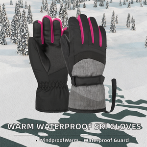 Gants de ski et de snowboard pour femmes, chauds, coupe-vent, imperméables, en polyester, à doigts entiers, pas chers - Product Image 2