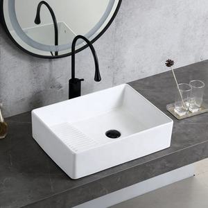 อ่าง<span class=keywords><strong>ล้าง</strong></span>มือเซรามิกแบบตั้งโต๊ะ พร้อมที่ซักผ้า ด้านซ้ายและขวา มีที่ระบายน้ำ  อ่างเดี่ยว สีดำ - Product Image 3