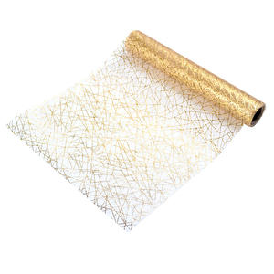 ראנר שולחן רשת מתכת זהב נצנצים נייר זהב נייר זהב רצי שולחן לרצים קישוט שולחן עבור חתונה - Product Image 6