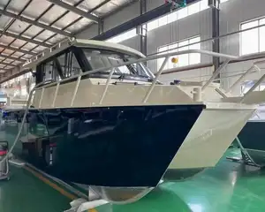 China Fabrikant Sport Vissersvaartuig 26ft Catamaran Vissersboot Afgesloten Aluminium Vissersboten Te Koop