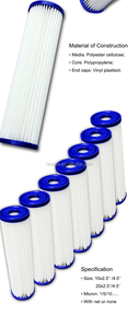 Filtro de agua de sedimento lavable plisado PP azul grande 10X4,<span class=keywords><strong>5</strong></span> '', 20X4,<span class=keywords><strong>5</strong></span> pulgadas para tratamiento de agua - Product Image 6