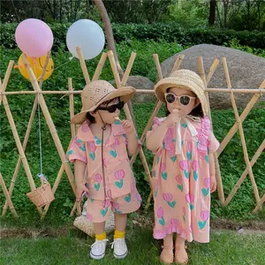 Venta caliente verano niños faldas niños ropa conjunto algodón flores bebé niña vestido