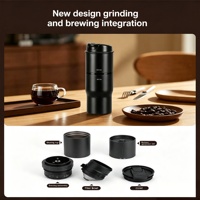 Moulin à café et machine à café 2-en-1 de 1600 mAh, capacité de 40 tasses, réglage de mouture grossière ajustable pour usage quotidien en extérieur, au bureau ou comme cadeau