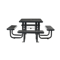 Ensemble table et chaises OEM 36 pouces carré, style ferme moderne, en métal thermoplastique noir, pour jardin, extérieur, camping, salle à manger, école, hôpital
