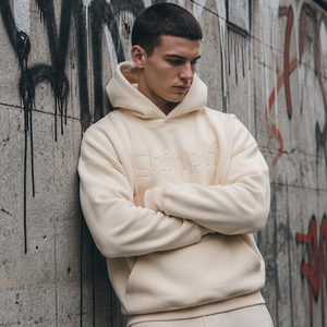 Hoodies personnalisés de luxe à logo, coupe courte, coupe ample, streetwear de haute qualité, en coton épais et surdimensionné - Product Image 2