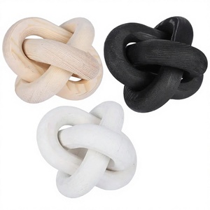 Moderna Cadena de Madera de 3 Eslabones, Tallada a Mano, con Nudos de Madera Natural Blanca y Negra, Adorno para el Hogar, Decoración para Mesa de Centro - Product Image 3