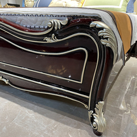 Lit double en bois massif de grande taille, meubles de chambre à coucher en cuir de luxe, cadre de lit en bois royal