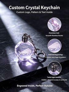 Porte-clés en cristal gravé au laser 3D avec logo personnalisé, design en forme de glaçon, souvenir touristique, cadeau promotionnel lumineux LED, durable - Product Image 5