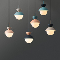 Éclairage moderne nordique décoration de la maison lustre Led Macaron boule de verre lampe suspendue de chevet