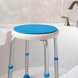 Rotating Shower <b>Stool</b> <b>Height</b> <b>Adjustable</b> Aluminum Alloy Bath Seat Light Blue 42x32x25cm - Product Image 2