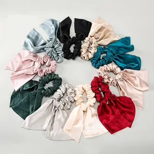 नई फैशन बहु रंग महिलाओं के रेशम साटन Scrunchies सामान लचीला हेयर बैंड बाल टाई