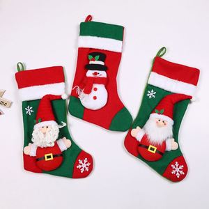 White Christmas <b>Stocking</b> with Cute Navidad Cartoon Design Reusable Gift Bag for Holiday Decoration and <b>Kids</b> Family - Product Image 1