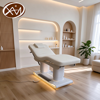 Table de massage électrique professionnelle multi-moteurs réglable pour salon de beauté avec base LED et lit pour extensions de cils