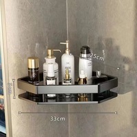Étagère d'angle de salle de bain moderne à deux niveaux en métal, organisateur de douche avec crochets