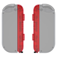 Cangkang pengganti DIY merah bening transparan tombol perumahan tali pergelangan tangan pengontrol kustom untuk Nintendo Switch & Switch OLED